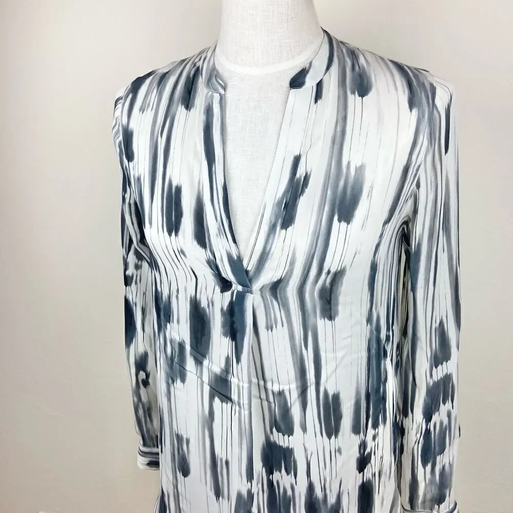 Vince Black Brush Silk V-Neck Blouse